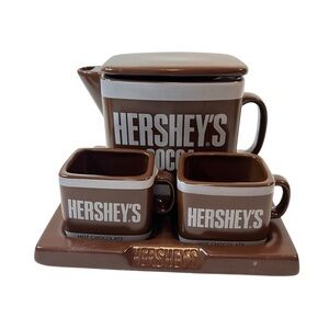 2007 Hersheys Classic Hot Cocoa Chocolate Serving Set includes Pot Tray and Mugs